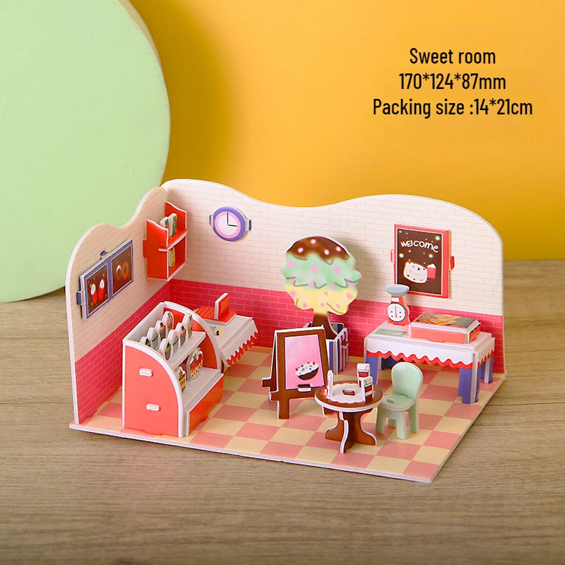 3D Papieren Puzzel – Educatief Bouwpakket Koffiehuis voor Kinderen
