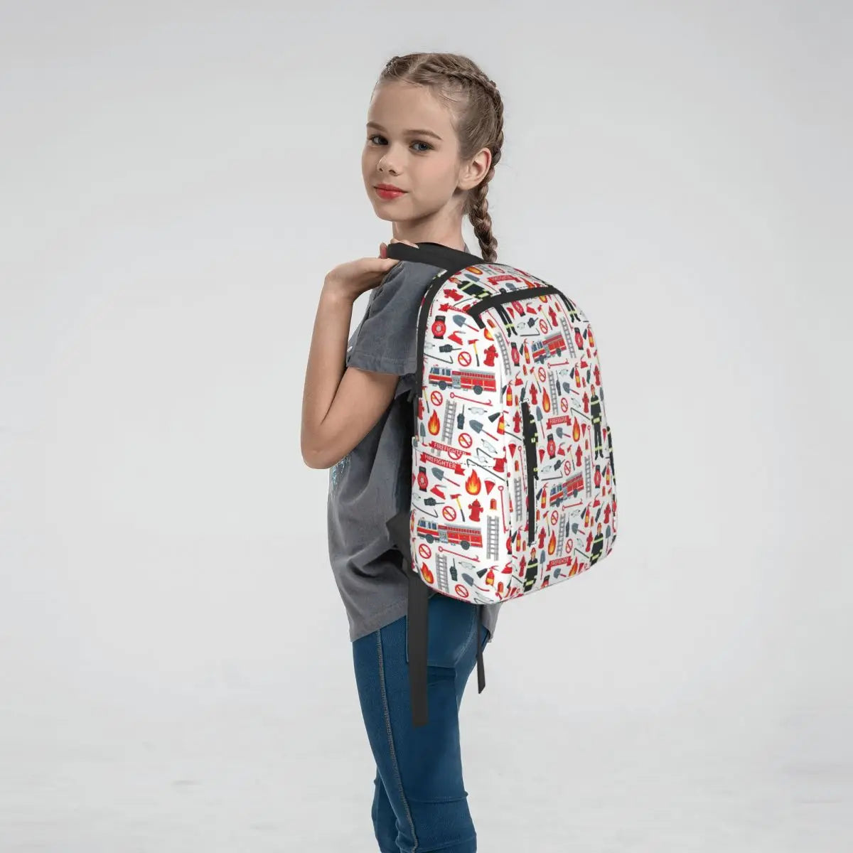 Unisex Schooltas met Brandweerwagen Patroon