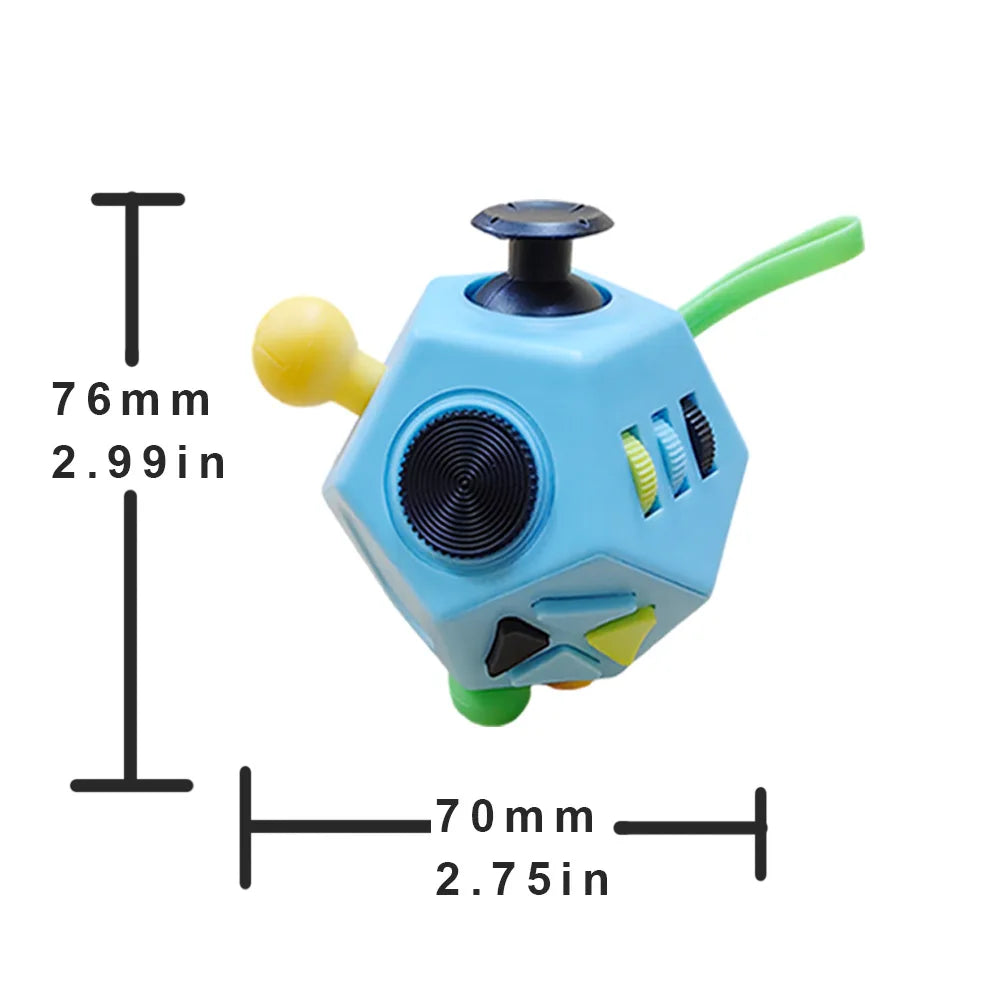 Fidget Cube met 12 Kanten voor Concentratie en Stressvermindering