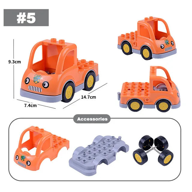 Voertuigen set voor grote bouwstenen – Compatibel met Duplo®