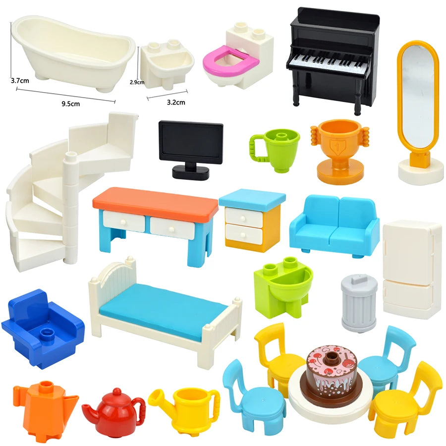 Huis meubels voor grote bouwstenen – Compatibel met Duplo®
