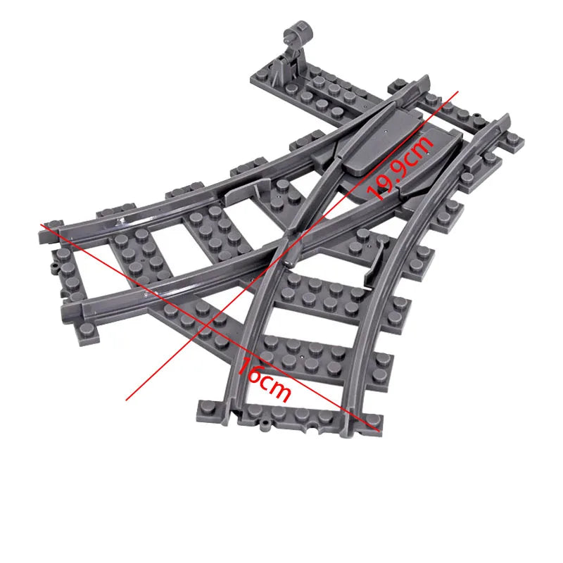 Flexibele Treinrails Set met Wissels en Bochten - Compatibel met Lego Bouwblokken