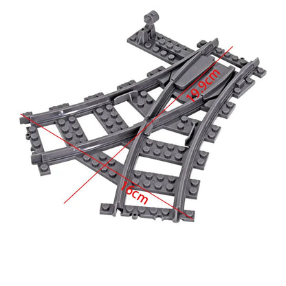 Flexibele Treinrails Set met Wissels en Bochten - Compatibel met Lego Bouwblokken
