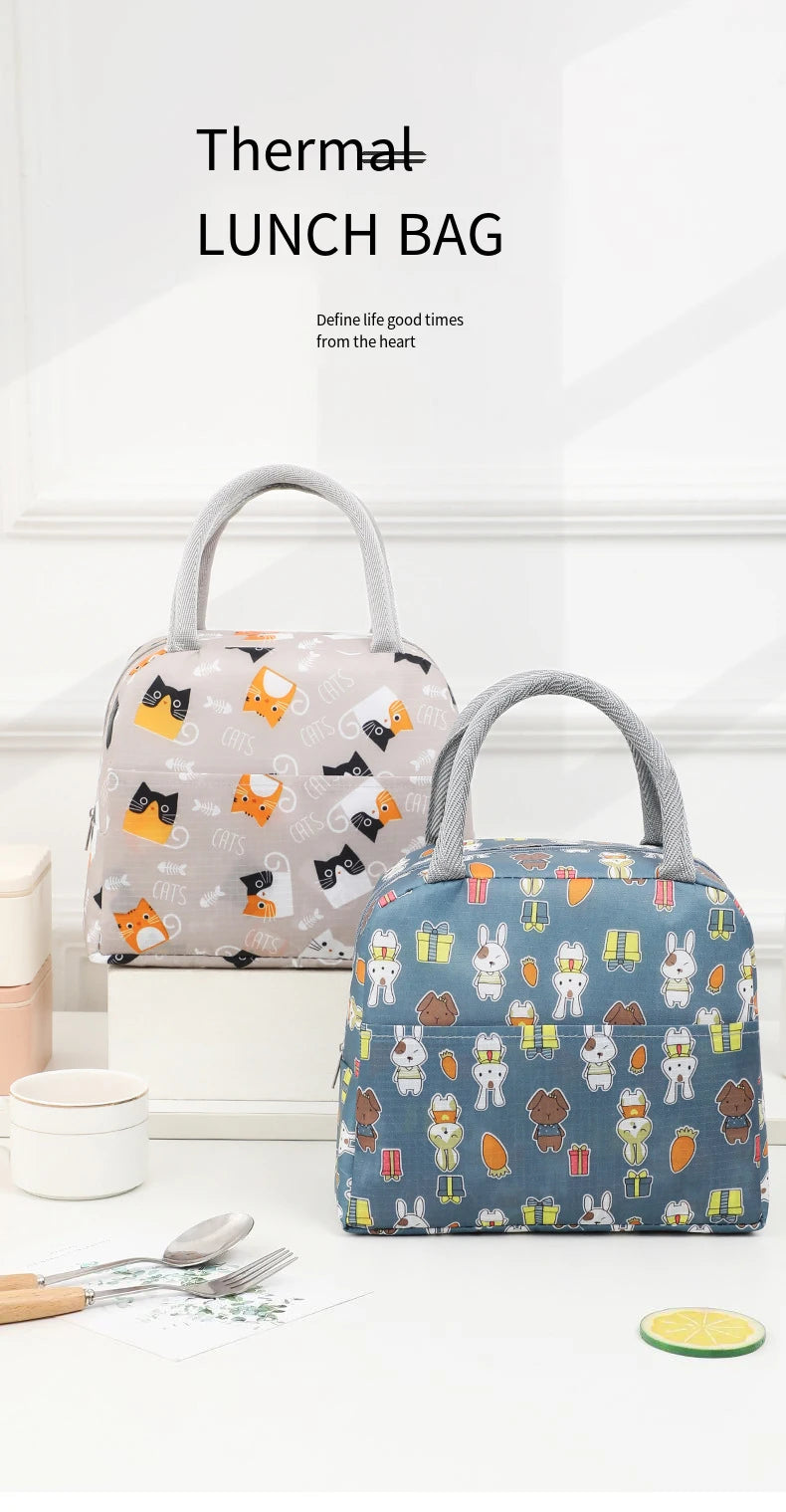 Draagbare Geïsoleerde Lunchtas met Cartoonprint voor Kinderen 12+