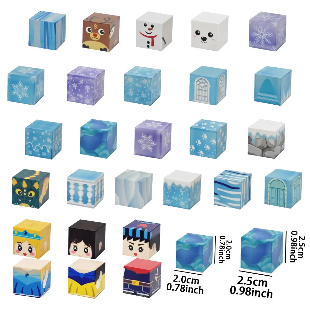 Magnetische Bouwblokken Set IJskasteel Thema met Figuren