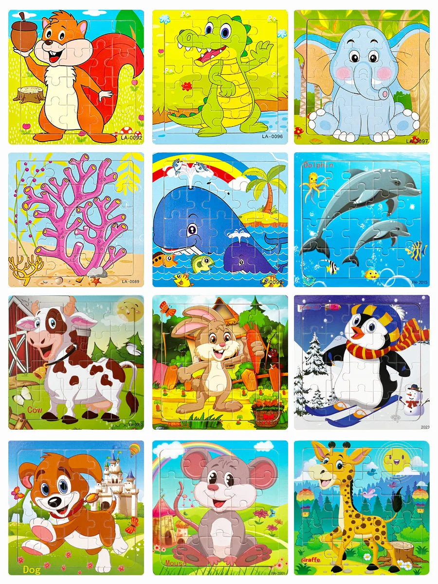 Houten Legpuzzel voor Kinderen - Dieren en Voertuigen
