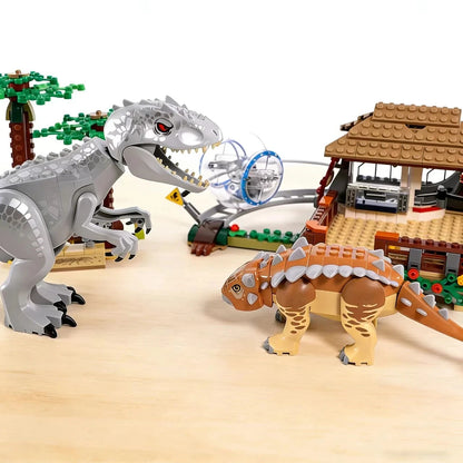 Bouwblokken Dinosaurus Wereld Set - Indominus Rex en Ankylosaurus