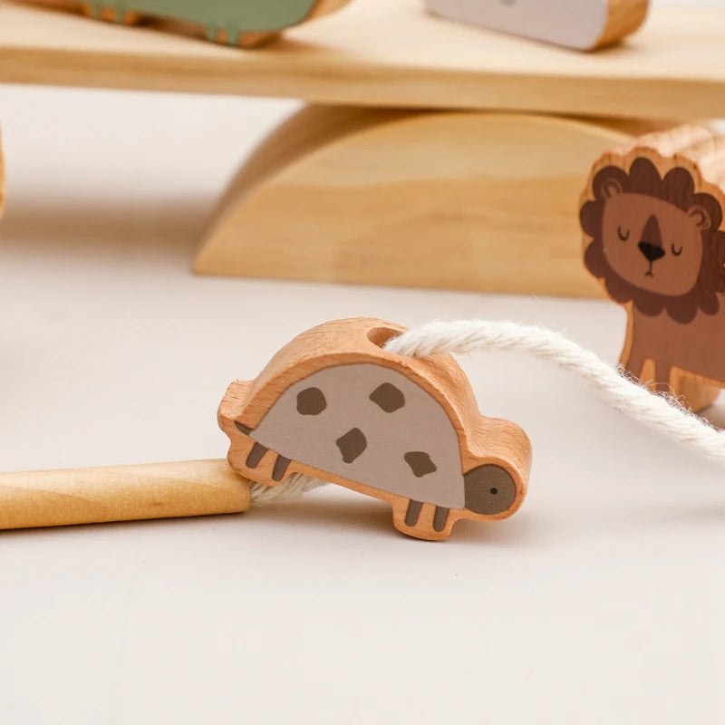 Houten Dieren Rijg- en Stapelspel | Educatief Balansspeelgoed voor Kinderen