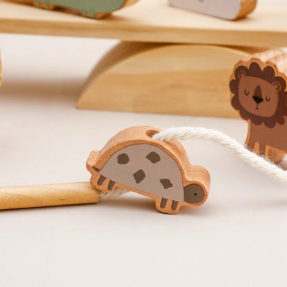 Houten Dieren Rijg- en Stapelspel | Educatief Balansspeelgoed voor Kinderen