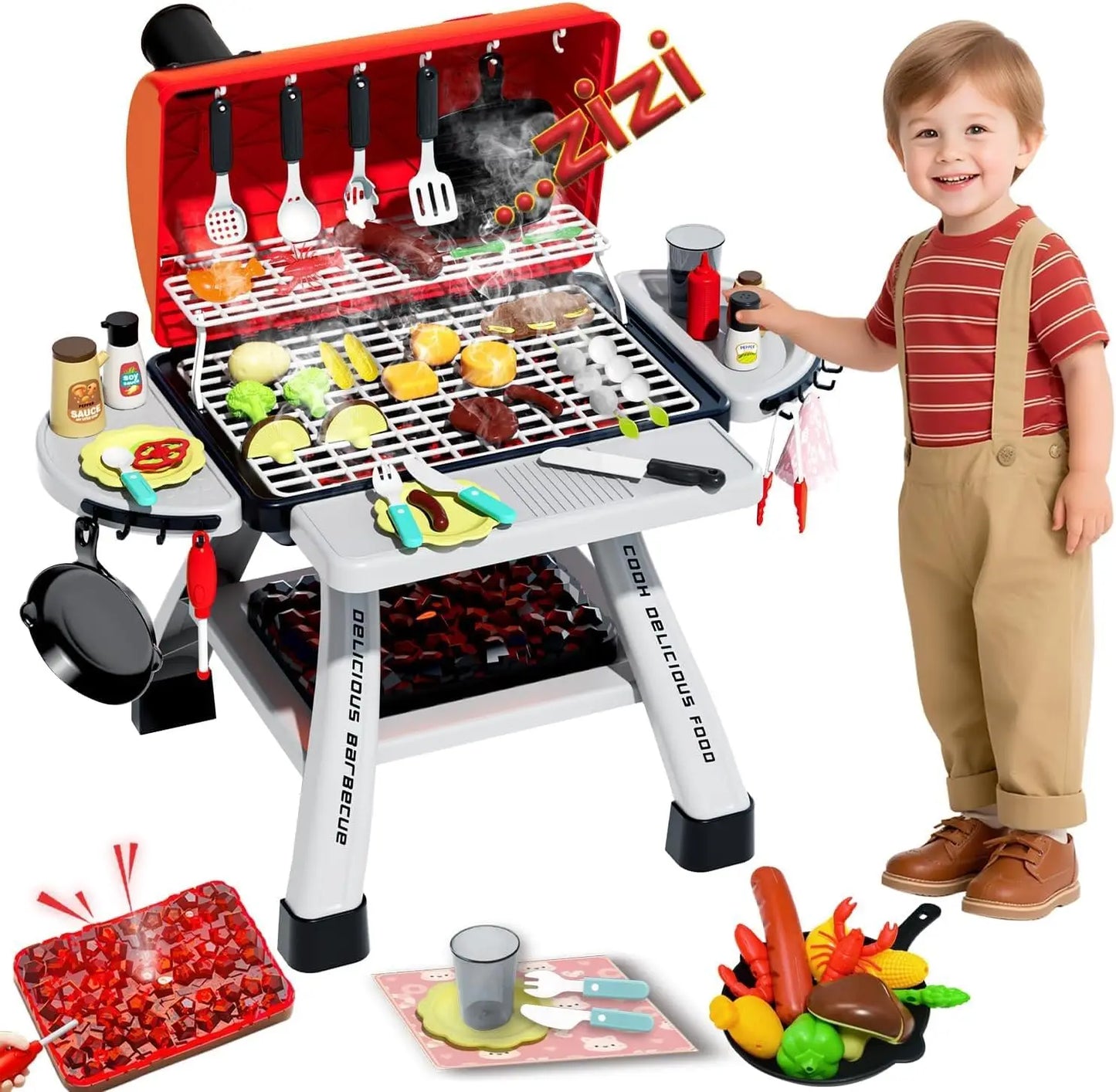 Speelgoed BBQ Grill met Rook, Geluid en Licht voor Kinderen