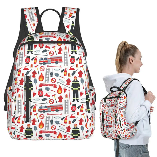 Unisex Schooltas met Brandweerwagen Patroon