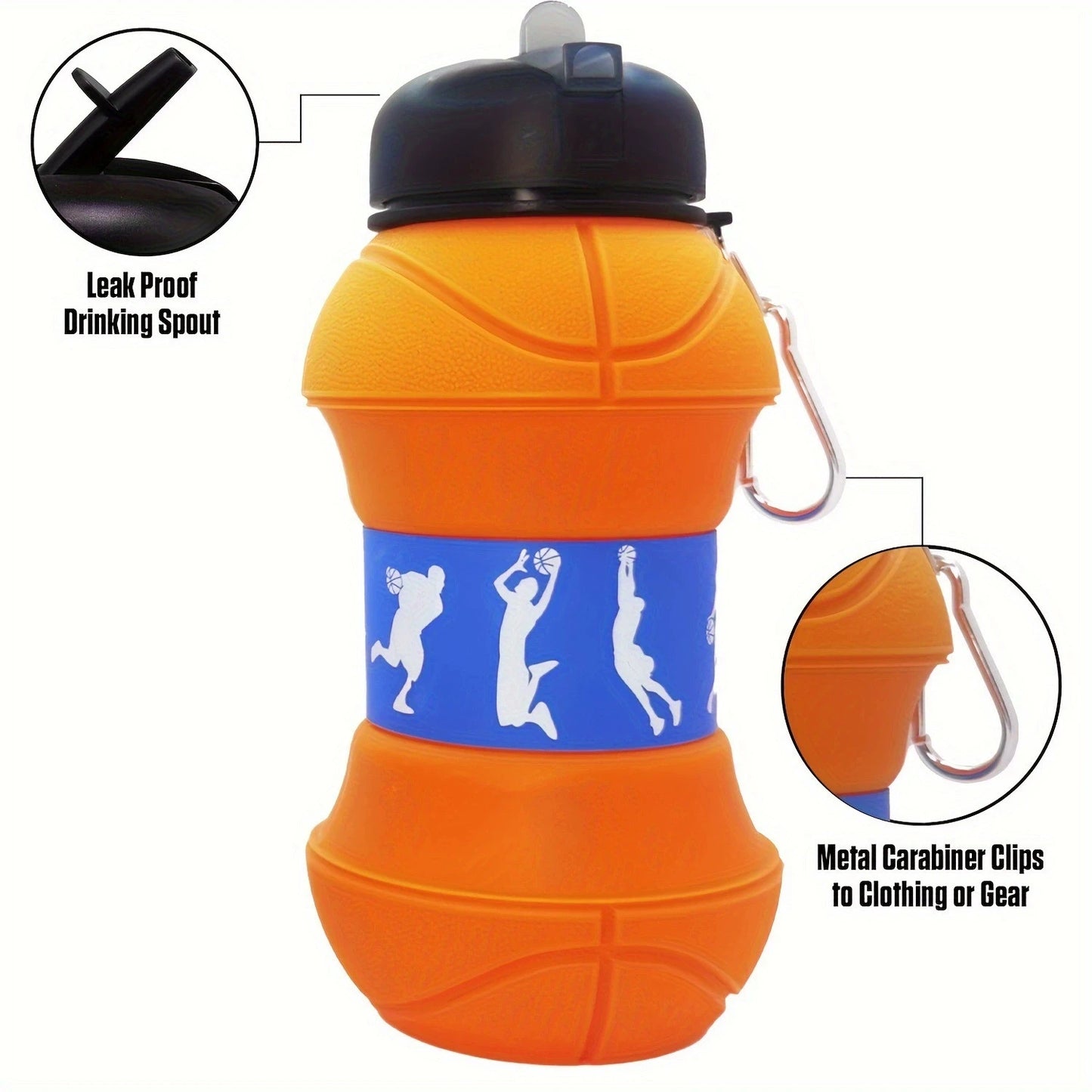 Opvouwbare Voetbal/Basketbal Siliconen Waterfles voor Kinderen