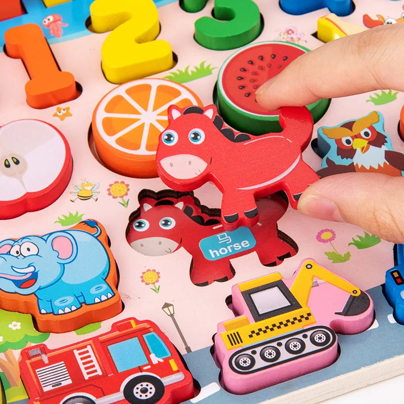 Houten Montessori Bord | Cijfers, Vormen, Tellen & Magnetisch Vissen