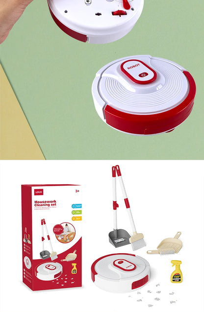 Kinder Schoonmaakset met veger, robotstofzuiger, schoonmaakmiddel en borstel