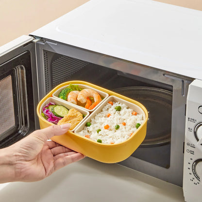 Lekvrije Lunchbox met 3 Vakken voor Kinderen en Studenten - Magnetronbestendig