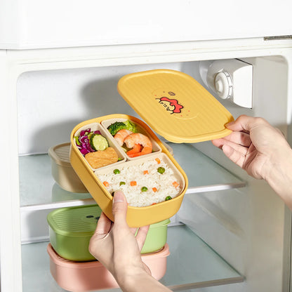 Lekvrije Lunchbox met 3 Vakken voor Kinderen en Studenten - Magnetronbestendig