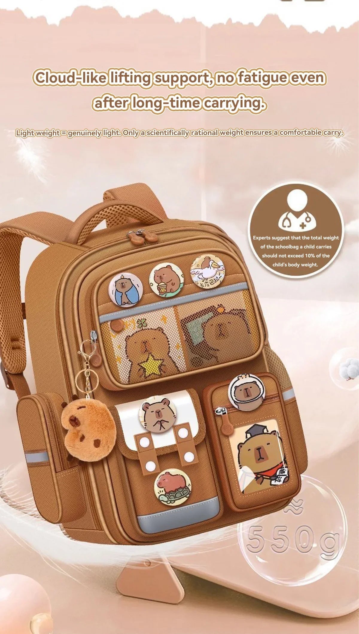Capybara Schoolrugzak - Waterdicht met Ergonomische Schouderbanden