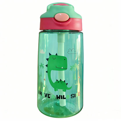 Kinder Drinkfles met Tuitbeker en Rietje – Lekvrij Dino – 480 ml