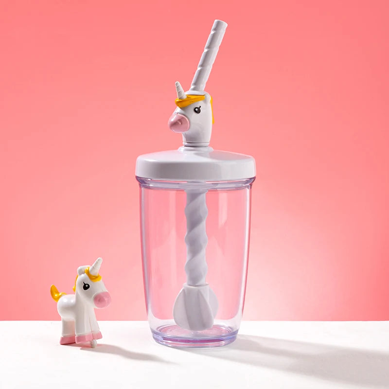 Joie Mixbeker met Rietje – Plastic Beker met Dieren Cartoon voor Kinderen