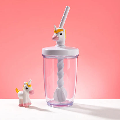Joie Mixbeker met Rietje – Plastic Beker met Dieren Cartoon voor Kinderen