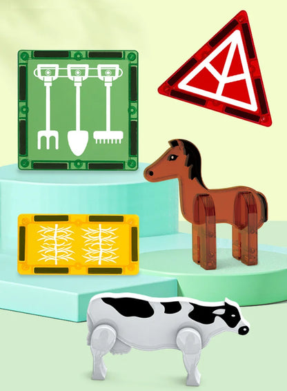 Magnetische Bouwblokken Set - Boerderijdieren & Dinosauriërs voor Kinderen