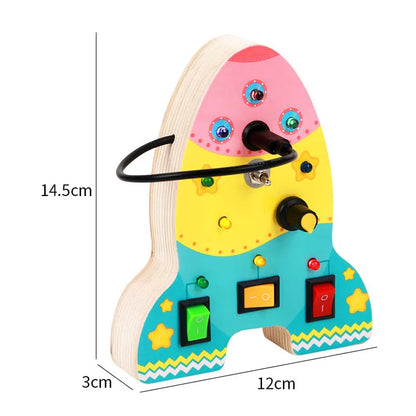 Houten Speelbord met LED Lichtschakelaars voor Kinderen 3-6 Jaar