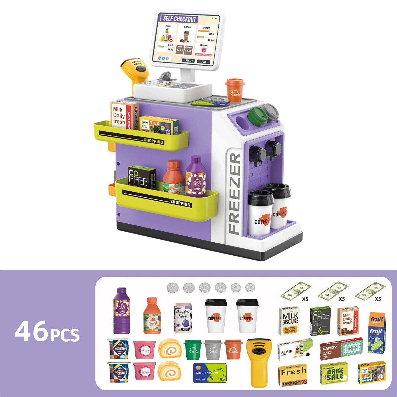 Speelgoed Supermarkt en Koffiebar Toonbank Speelset voor Kinderen