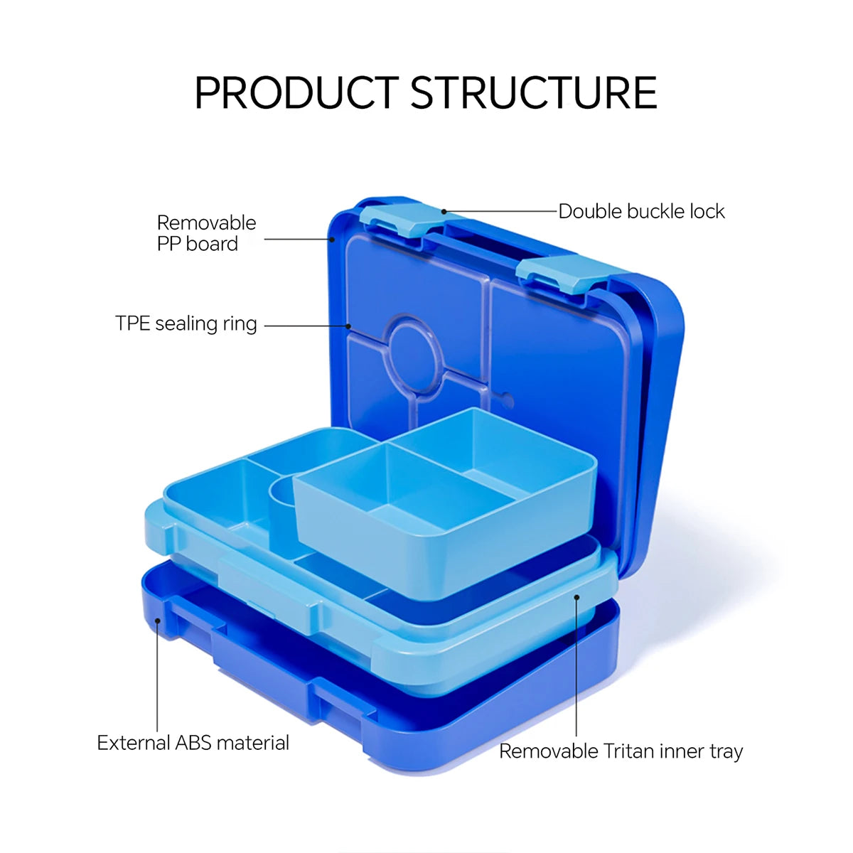 Lekdichte Lunchbox met Vakken - Magnetronbestendig met Kerstprint