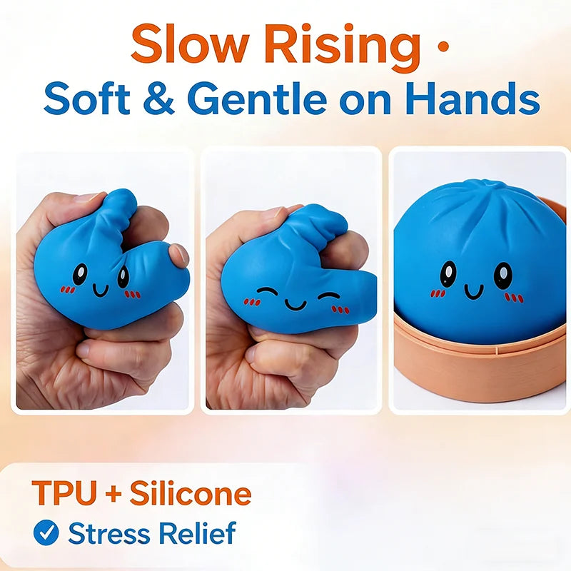 Squishy Knijpbeestje Dumpling met Lachend Gezicht voor Stressvermindering