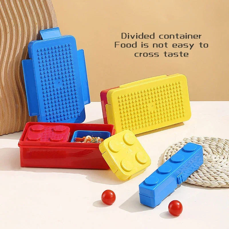 Kleurrijke Lunchbox met Bouwstenen voor Kinderen - Lekdicht en Magnetronbestendig