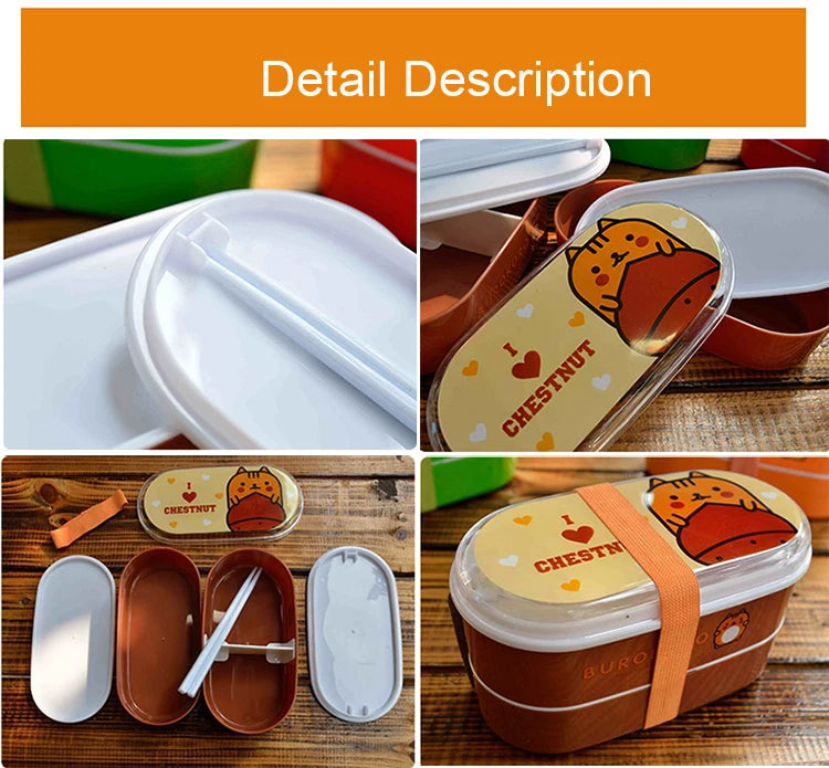 Draagbare Cartoon Lunchbox met Bestek – 600ml