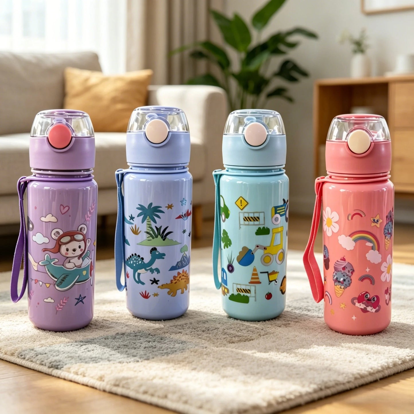 Dinosaurus Waterfles met Rietje voor Kinderen - Lekvrij 500 ml