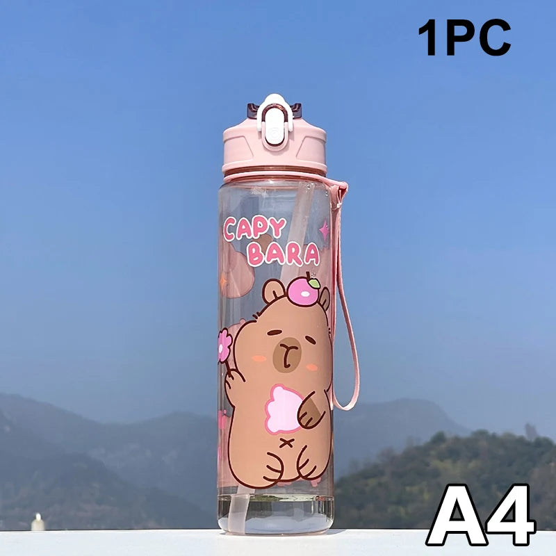 Draagbare Capybara Drinkfles met Rietje 800ml - Lekvrij voor Kinderen