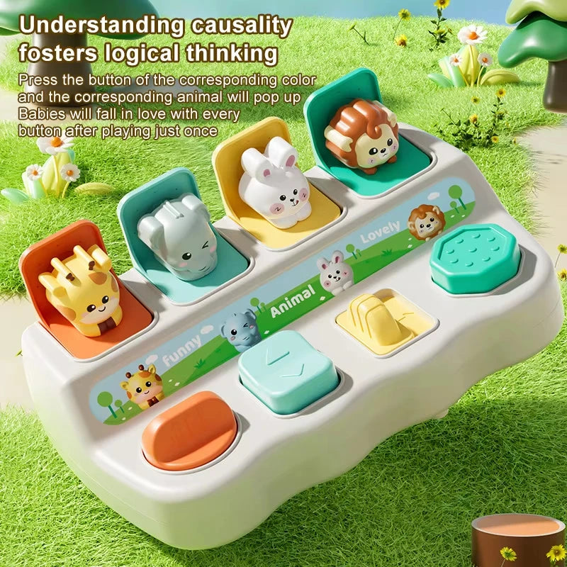 Baby Pop-Up Dieren Speelgoed met Knoppen