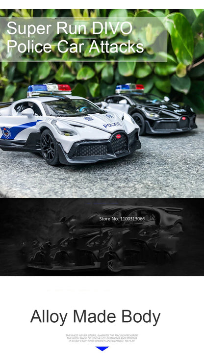 Bugatti Politieauto Speelgoedmodel van metaal met licht en geluid