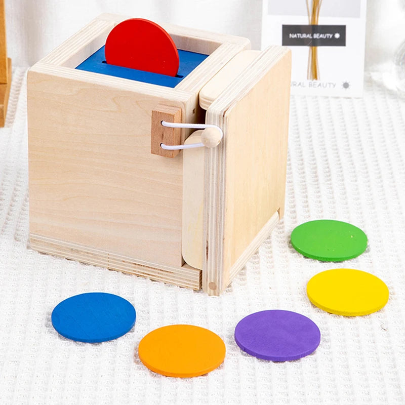 Montessori 4-in-1 Speelset: Objectpermanentie, Muntdrop, Worteloogst & Vormensorteerder