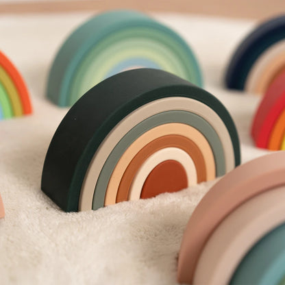 Siliconen Regenboog Stapelblokken voor Baby's en Peuters