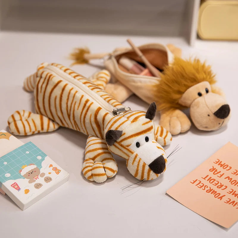 Grote Pluche Pennenzak met Dieren voor Schoolspullen