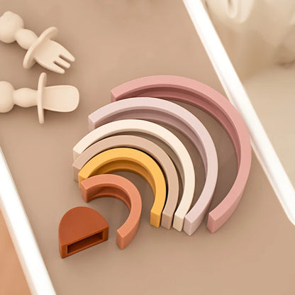 Siliconen Regenboog Stapelblokken voor Baby's en Peuters