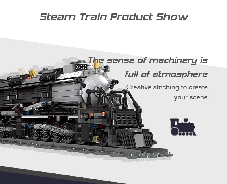 Bouwblokken Stoomtrein met Spoorrails - Compatibel met Lego